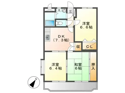 ファミーユKAY III(3DK/2階)の間取り写真