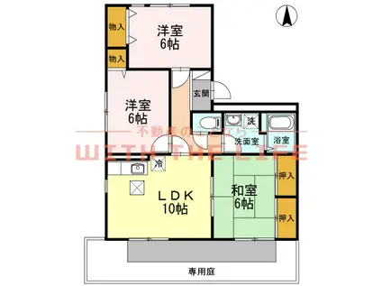 バティール西小森野(3LDK/1階)の間取り写真