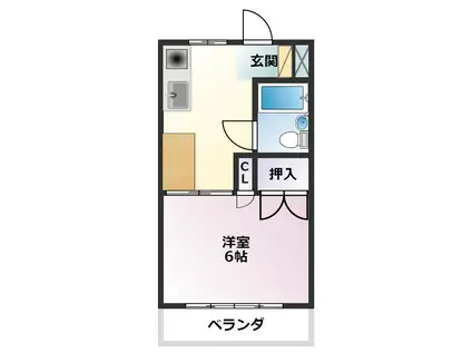 カブリオレ(1K/1階)の間取り写真