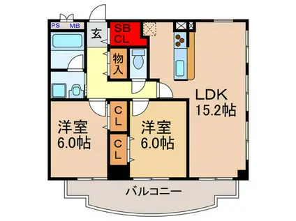 ベルメゾン7番館(2LDK/2階)の間取り写真