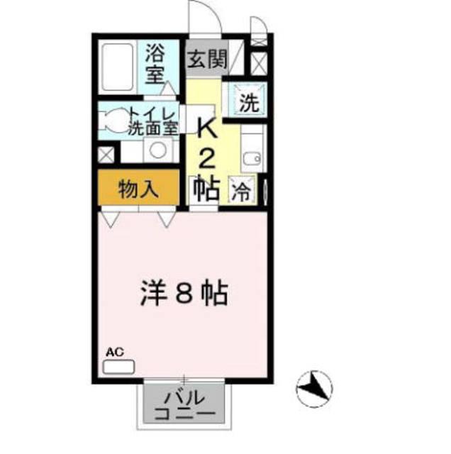 ヴェルドミールII(1K/1階)の間取り写真