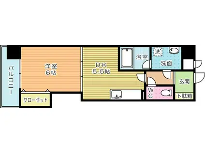 サンメゾン清水(1DK/5階)の間取り写真