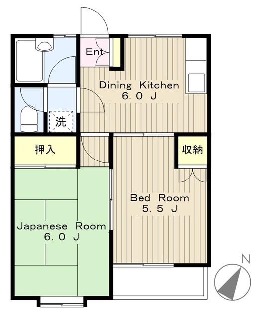 パークフルール(2DK/1階)の間取り写真