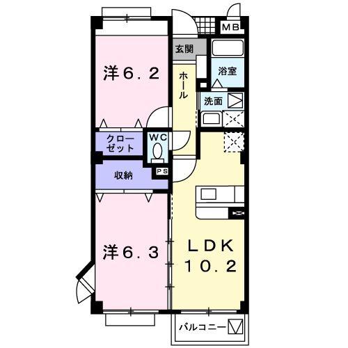 レジデンスせんゆう(2LDK/1階)の間取り写真