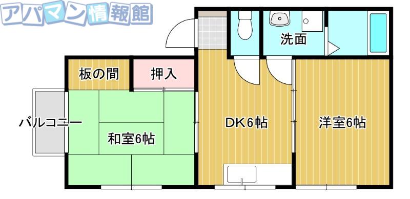コーポフレーバー(2DK/2階)の間取り写真