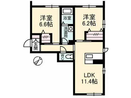 ローレルTAKU(2LDK/3階)の間取り写真