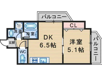 フォレストパーク(1DK/5階)の間取り写真