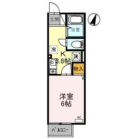 プレミールコートC棟(1K/2階)の間取り写真