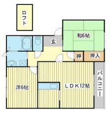 銀の馬車道壱番館(2LDK/2階)の間取り写真