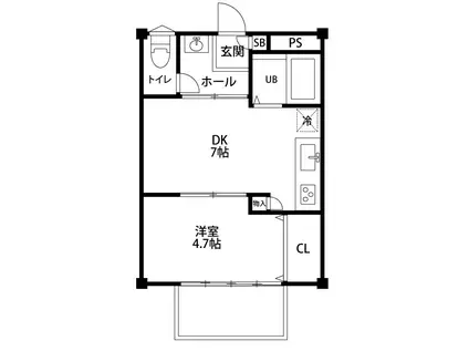 エスポワール出来島(1DK/2階)の間取り写真