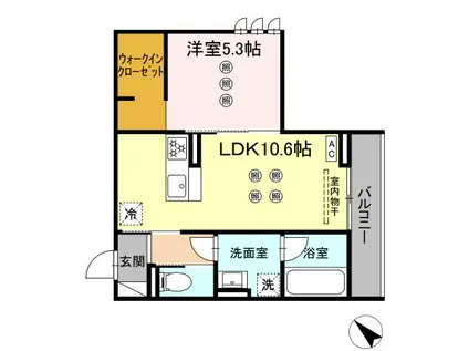 D-ROOM半道橋(1LDK/3階)の間取り写真