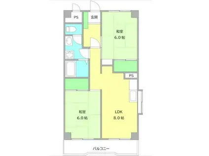 ゼファー銀座(2LDK/6階)の間取り写真