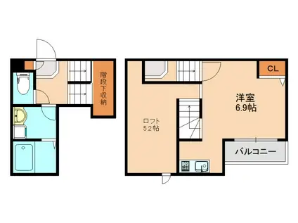 ADC長住南ラフィエ(1K/2階)の間取り写真