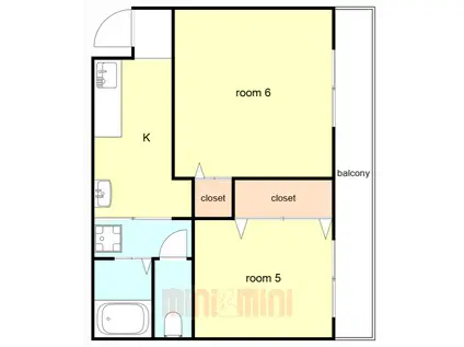 新芳地ビル(2K/3階)の間取り写真