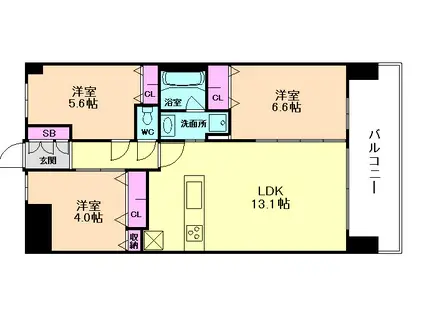 スプランディッド梅田グランノース(3LDK/4階)の間取り写真