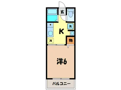 レトア中村B(1K/1階)の間取り写真