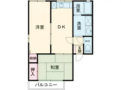 レトアあかさか A棟(2DK/2階)の間取り写真