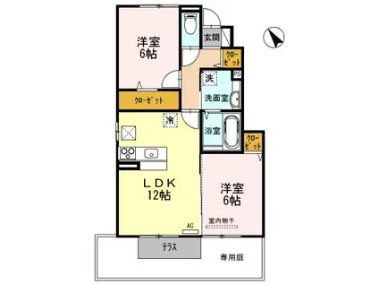 エクセラC(2LDK/1階)の間取り写真