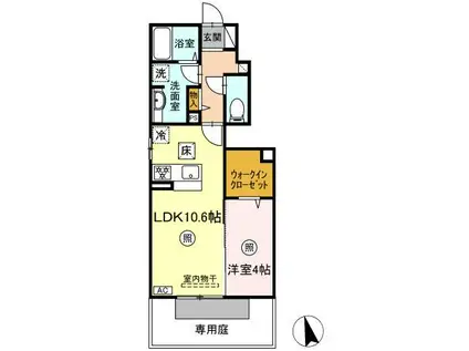 フェルマータ(1LDK/1階)の間取り写真