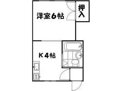 ソシアル向井(1DK/2階)の間取り写真