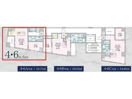FJナインフロアビル(1LDK/4階)の間取り写真