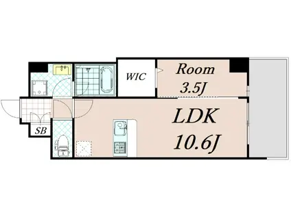 スプランディッドIX(1LDK/9階)の間取り写真