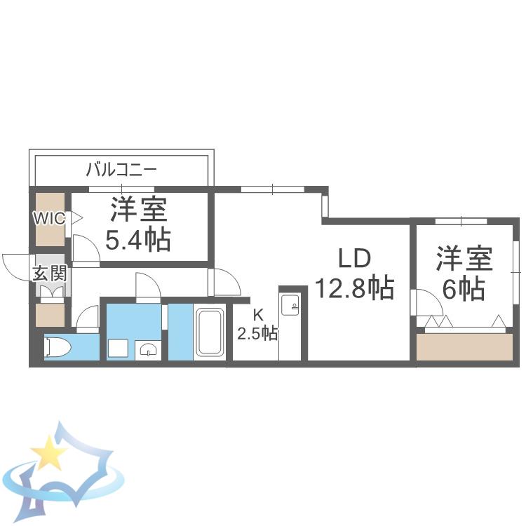 THE MODERN 伏見(2LDK/2階)の間取り写真