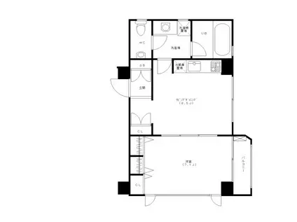 フラット恵比寿(1LDK/1階)の間取り写真