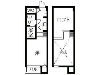 カサ・シャングリラ(ワンルーム/1階)の間取り写真