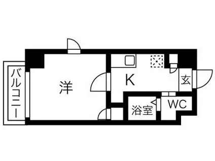 ウーロ勝山(1K/5階)の間取り写真