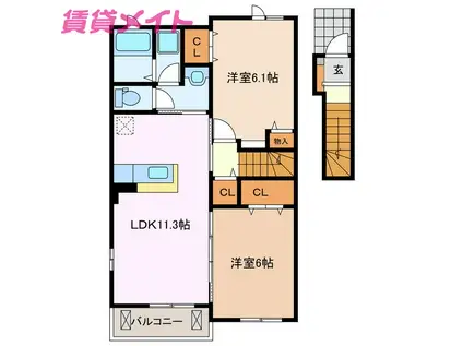 HONGOUSOUA(2LDK/2階)の間取り写真