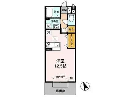 BELLE COURT(ワンルーム/1階)の間取り写真