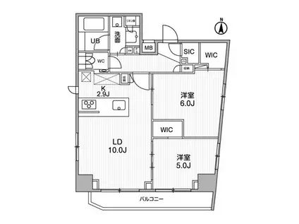 SYFORME西小山(2LDK/5階)の間取り写真