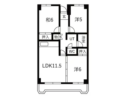 コーポ菱苑(3LDK/3階)の間取り写真