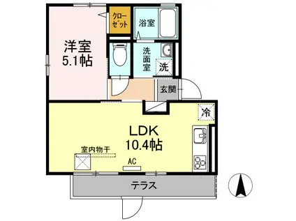 インペリアルヴィラ(1LDK/1階)の間取り写真