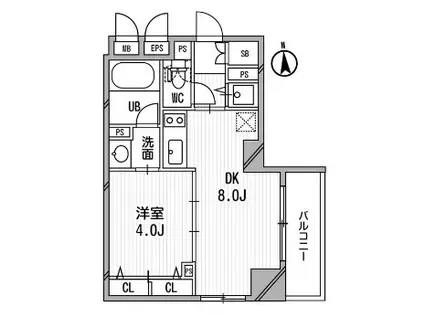 クリオ三田ラ・モード(1DK/9階)の間取り写真