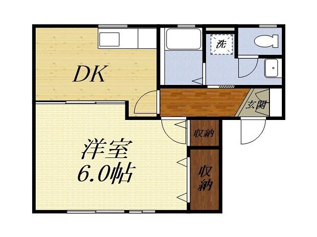 ライラックA(1DK/1階)の間取り写真