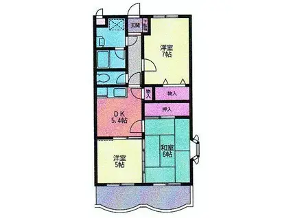 パールハイツ深見(3K/1階)の間取り写真