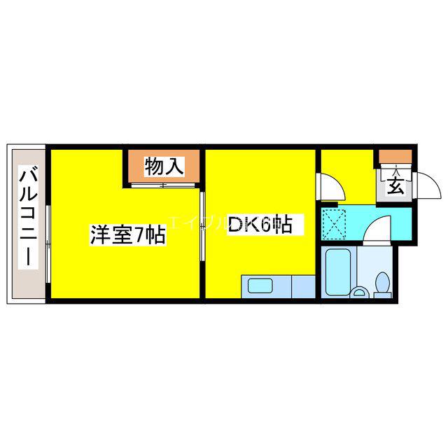 真栄ビル(1DK/3階)の間取り写真