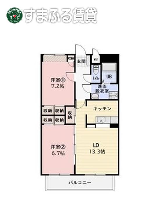 MAISON・DE・CHOCOLAT(2LDK/2階)の間取り写真