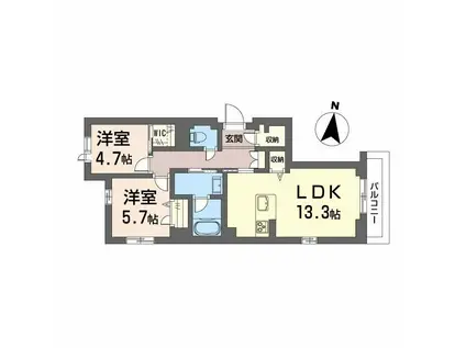 シェール・クール(2LDK/2階)の間取り写真