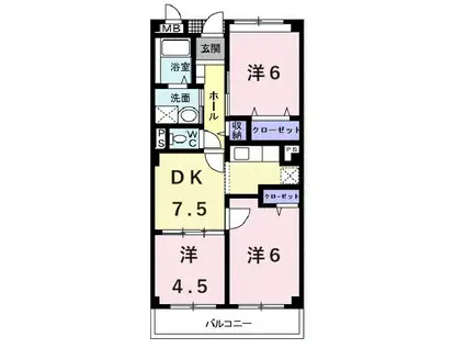 エスポアールパートIII(3DK/2階)の間取り写真
