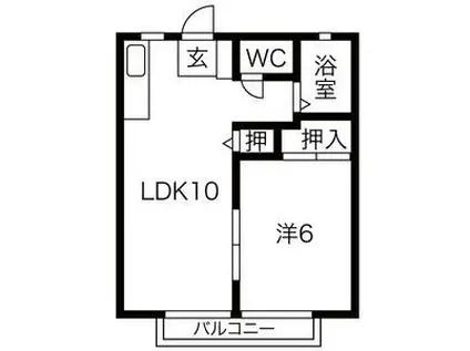パナタウン杉ノ本 B(1LDK/1階)の間取り写真