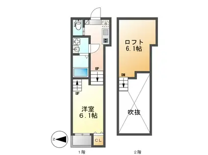 フレグラント オリーブ名城公園(1K/1階)の間取り写真
