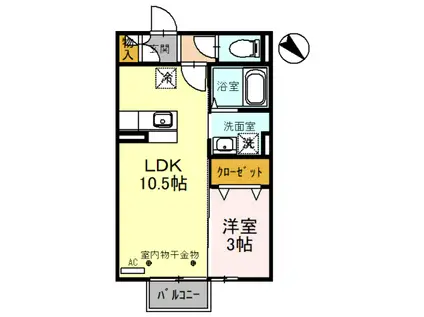 アクライム(1LDK/2階)の間取り写真