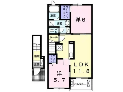 ファースト・リングV(2LDK/2階)の間取り写真
