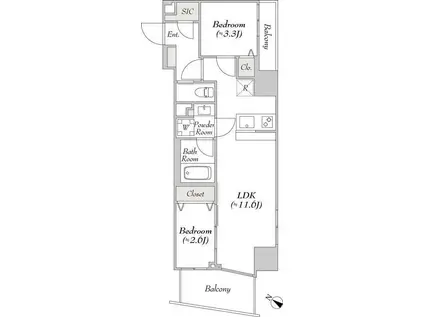 ルミーク北品川(2LDK/4階)の間取り写真