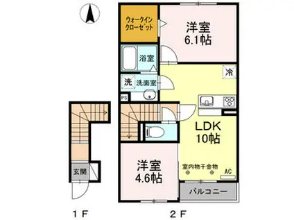 STRAHL A(2LDK/2階)の間取り写真