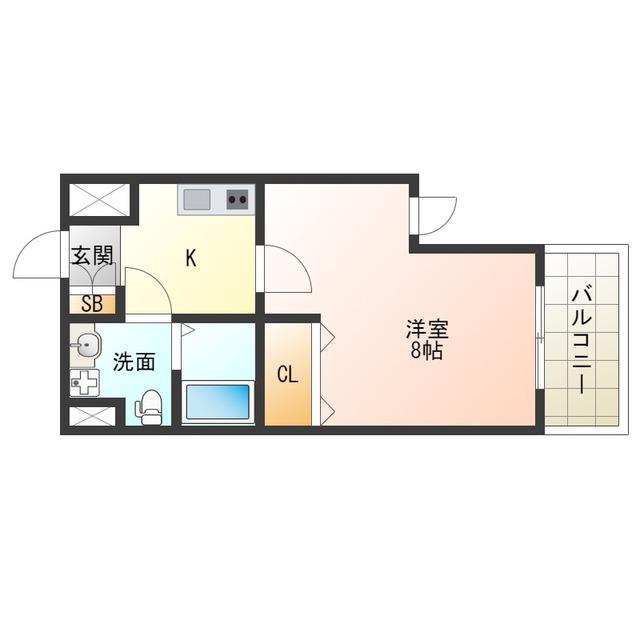 S-FORT西九条(1K/3階)の間取り写真