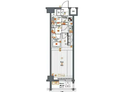 PREMIUM CUBE 目黒東山MO(1K/5階)の間取り写真